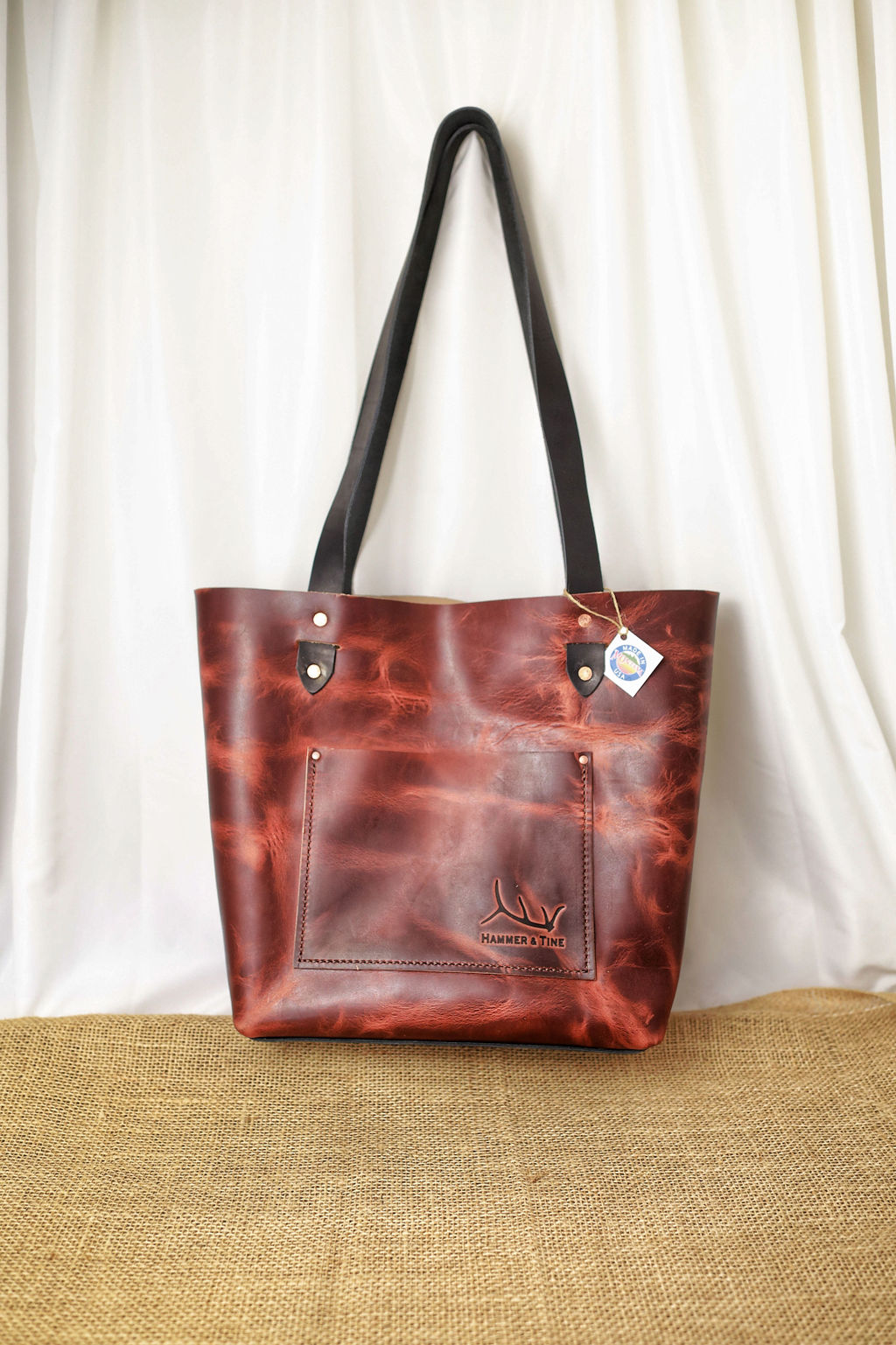 Front of Reddish Brown Large Tote