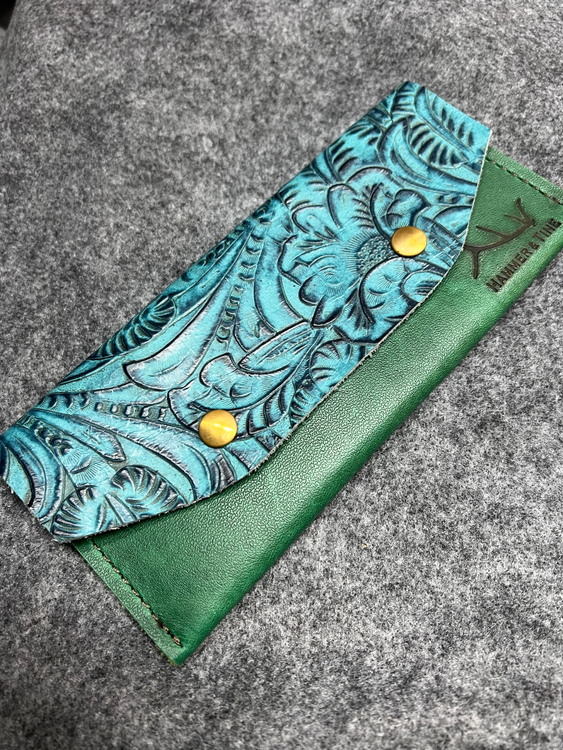 Embossed Blue Long Wallet